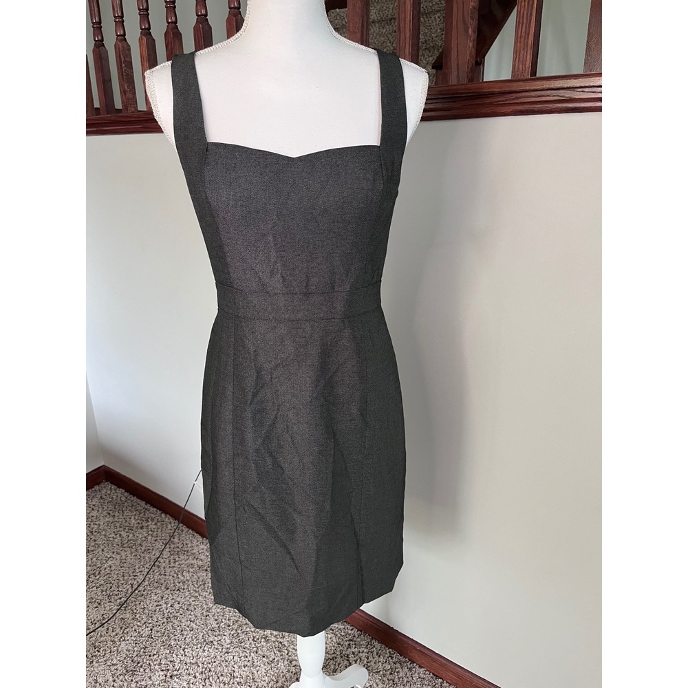 Bebe Women Charcoal Grey Square Neck Open Back Sheath Dress Size 8 70722101E504